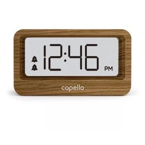 Capello Alarm Clock with USB Charger and Translucent Time Display - Brown
